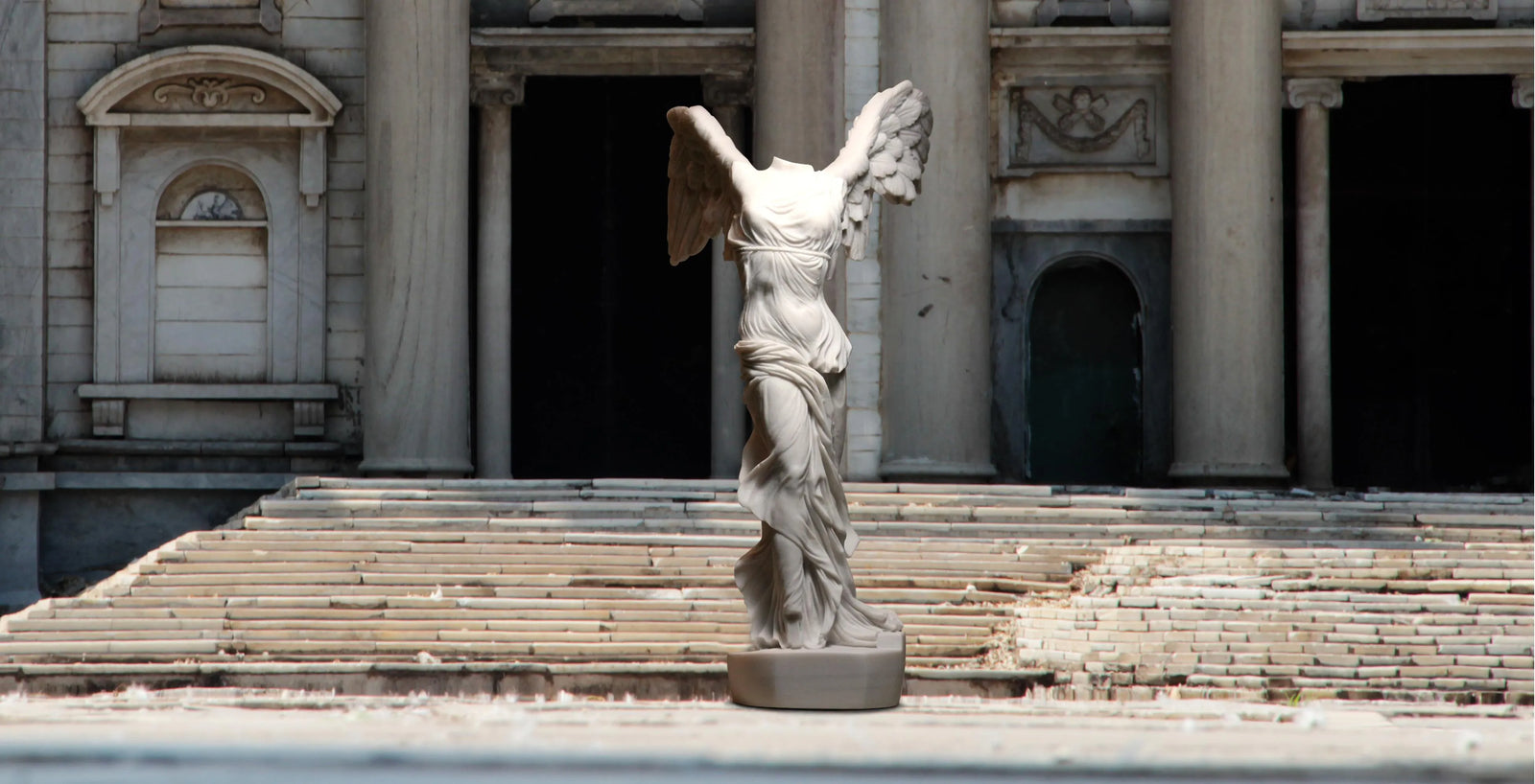 PREMIER Winged Nike Victory of Samothrace Goddess Cast Marble Statue PSM-021