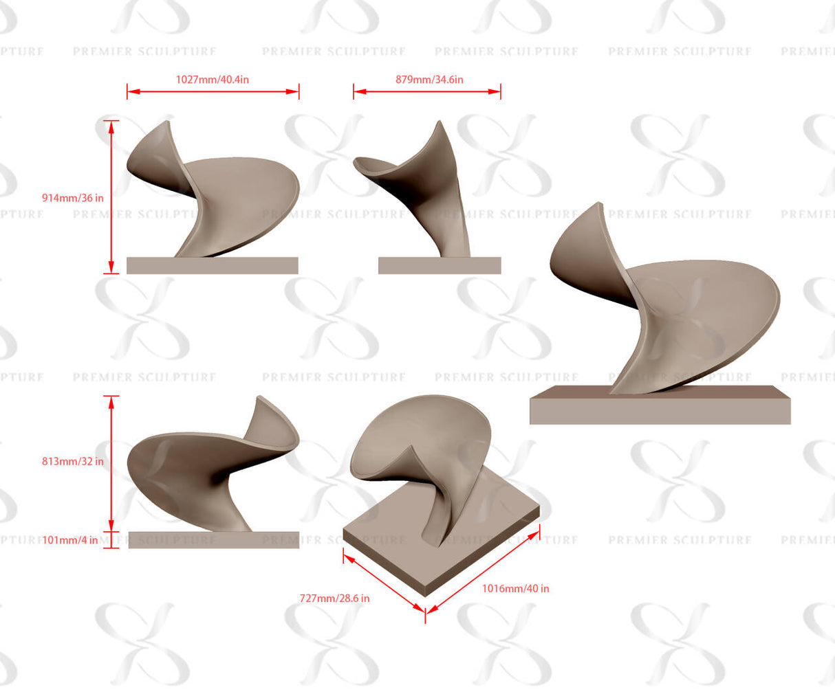 PREMIER Custom Stainless Steel Sculpture 40.4"W x 36"H x 34.6"D PSIS-001