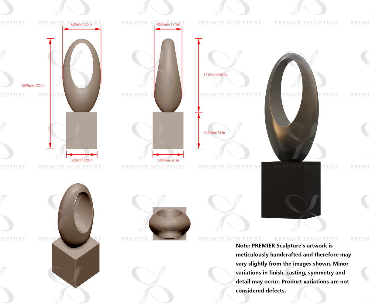 PREMIER Luxury Bronze Oval Sculpture PSB-049——50% Deposit payment for Russ Watts