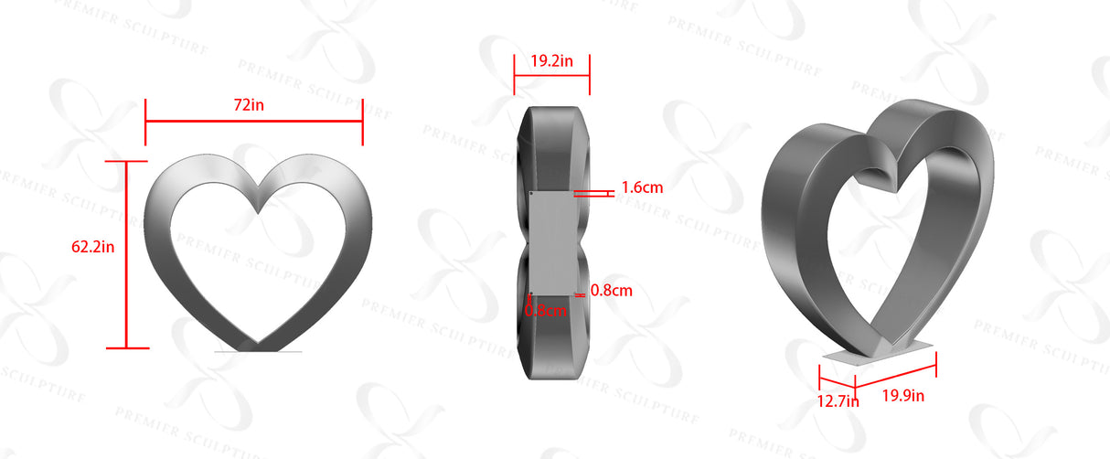 PREMIER Polished Mirror Stainless Steel Heart Sculpture for Romantic Garden PSSS-089—Custom Link for Zane Pace