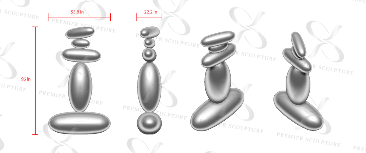 PREMIER Abstract Zen Pebble Sculpture with Polished Stainless Steel Stacked Form for Luxury Villas and Modern Outdoor Spaces PSSS-167-Custom Link for Sam Matin