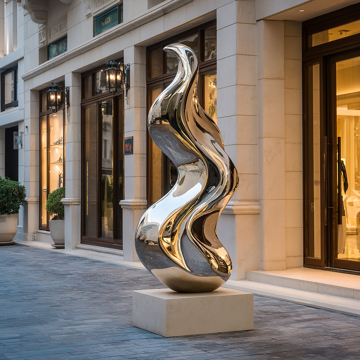 PREMIER Modern Abstract Stainless Steel Sculpture for Outdoor Commercial Spaces and Luxury Shopping Centers PSSS-124-Stainless Steel Sculpture-PREMIER SCULPTURE