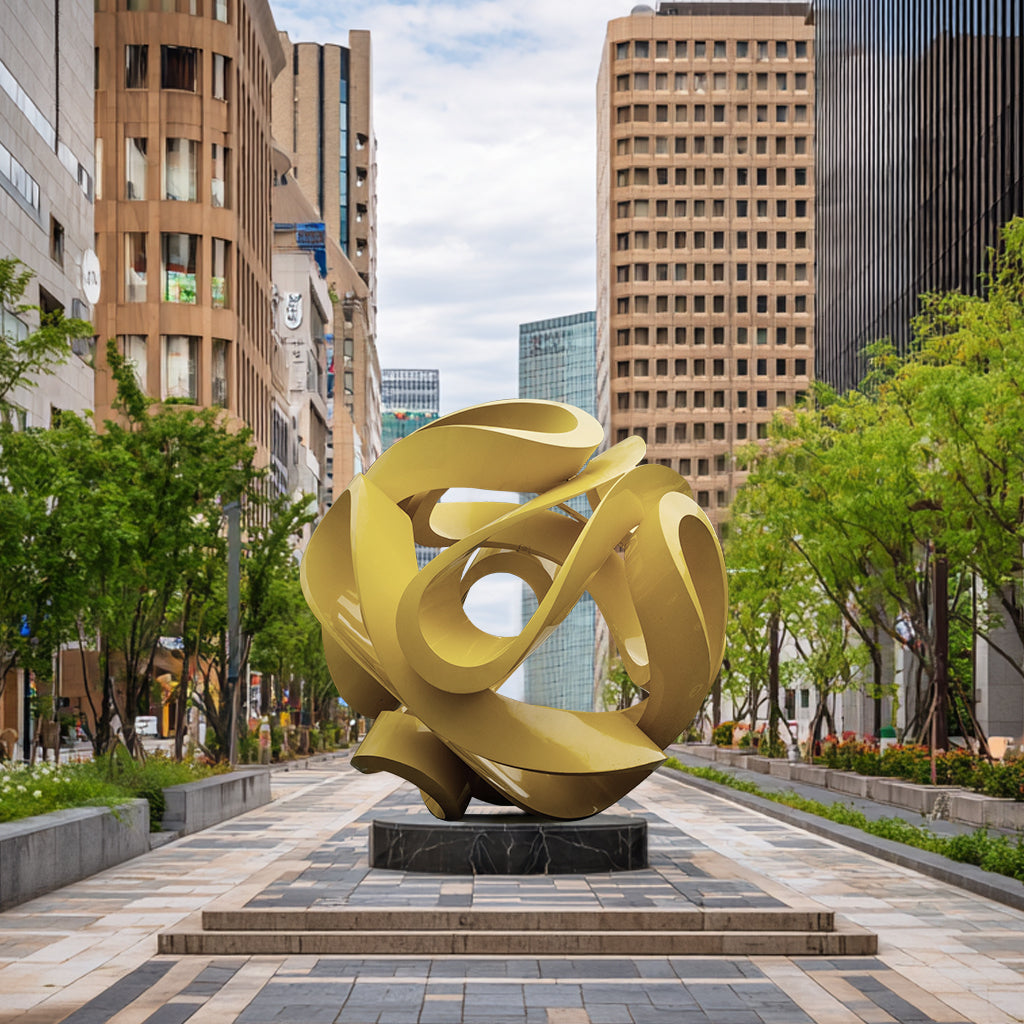 PREMIER Contemporary Golden Stainless Steel Sculpture for Urban Space and City Center PSSS-125-Stainless Steel Sculpture-PREMIER SCULPTURE