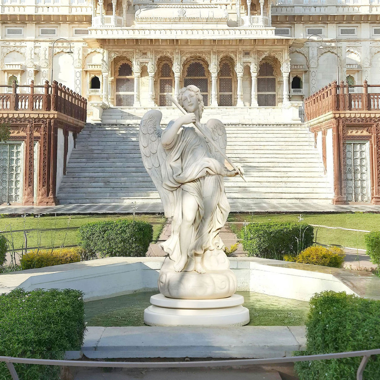 PREMIER Elegant Marble Angel Sculpture for Classic Garden, Church Courtyard and Architecture Art Center PSM-075-Marble sculpture-PREMIER SCULPTURE