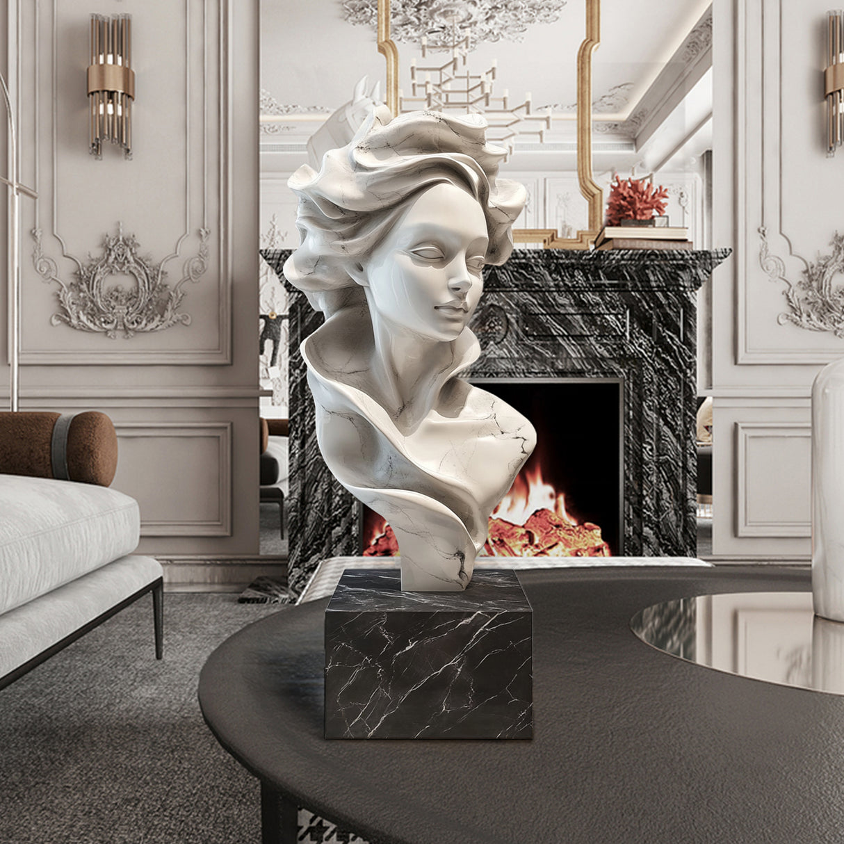 PREMIER Abstract Female Bust Contemporary Marble Sculpture for Interiors PSTTM-012-Marble sculpture-PREMIER SCULPTURE