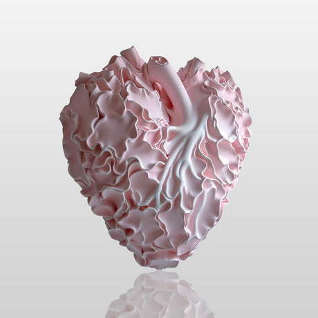 PREMIER Abstract Sculpture Pink Ruffled Heart Modern Art Centerpiece PSF-030-Fiberglass Sculpture-PREMIER SCULPTURE
