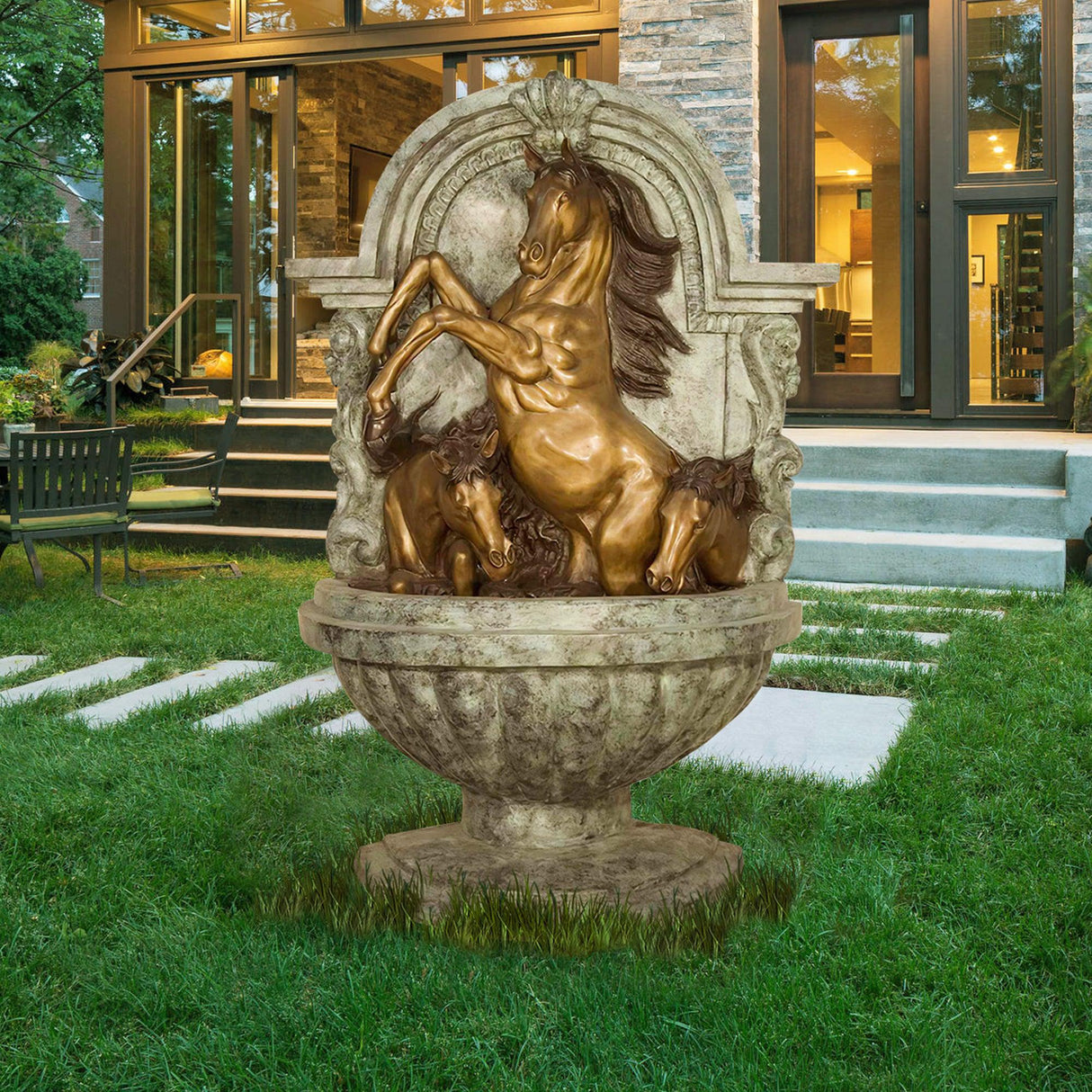 PREMIER Bronze Horse Garden Wall Fountain Custom Bronze Sculpture PSB-001-Bronze Sculpture-PREMIER SCULPTURE