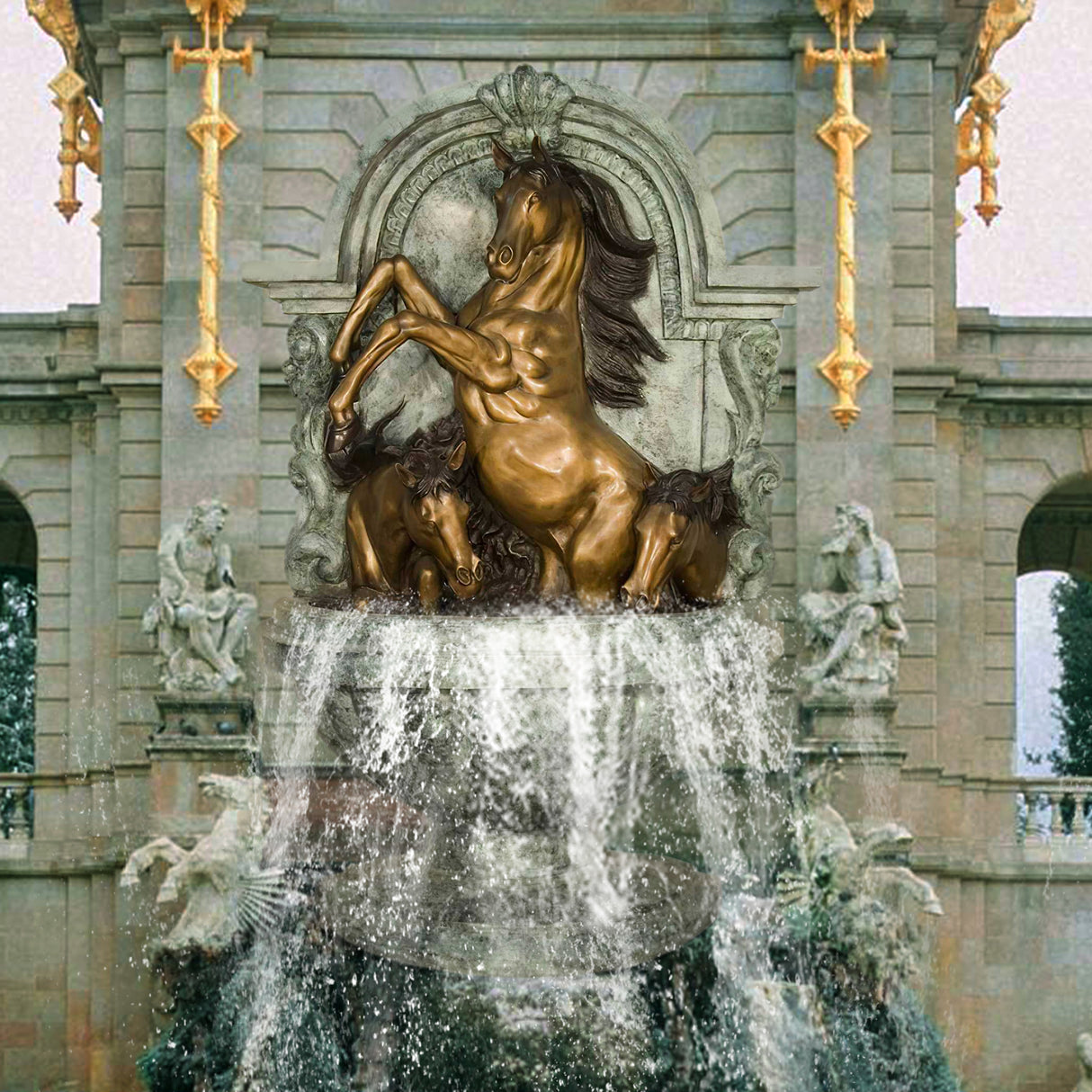 PREMIER Bronze Horse Garden Wall Fountain Custom Bronze Sculpture PSB-001-Bronze Sculpture-PREMIER SCULPTURE