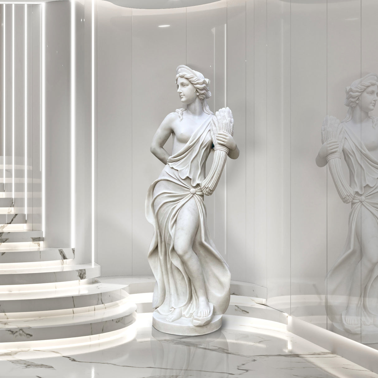 PREMIER Classical Marble Goddess Statue Elegant Indoor Art Sculpture PSM-042-Marble sculpture-PREMIER SCULPTURE
