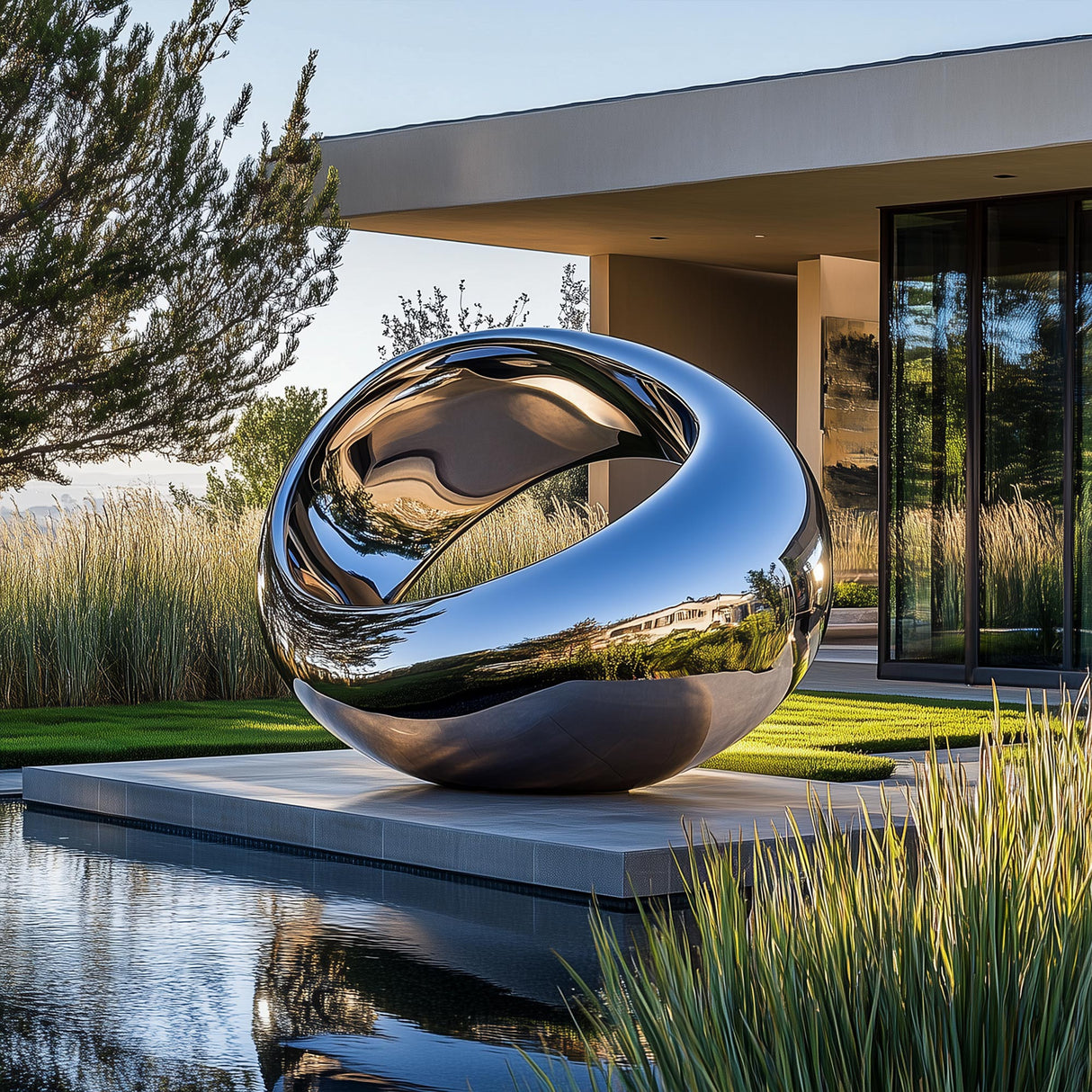 PREMIER Contemporary Outdoor Sculpture Elegant Modern Abstract Stainless Steel Sculpture PSSS-052-Stainless Steel Sculpture-PREMIER SCULPTURE