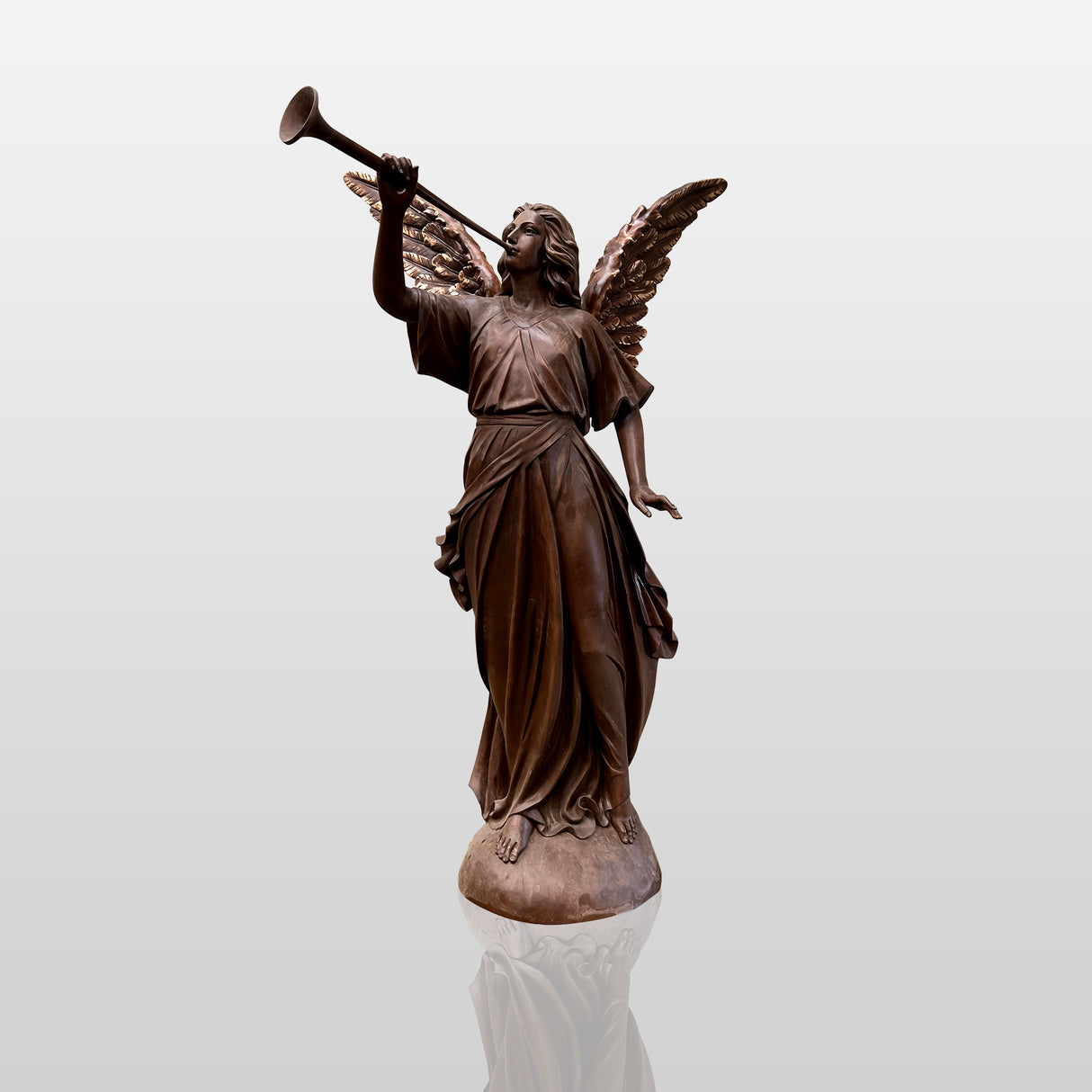 PREMIER Custom Vintage Angel with Horn Fiberglass Greek Sculpture PSF-018-Fiberglass Sculpture-PREMIER SCULPTURE
