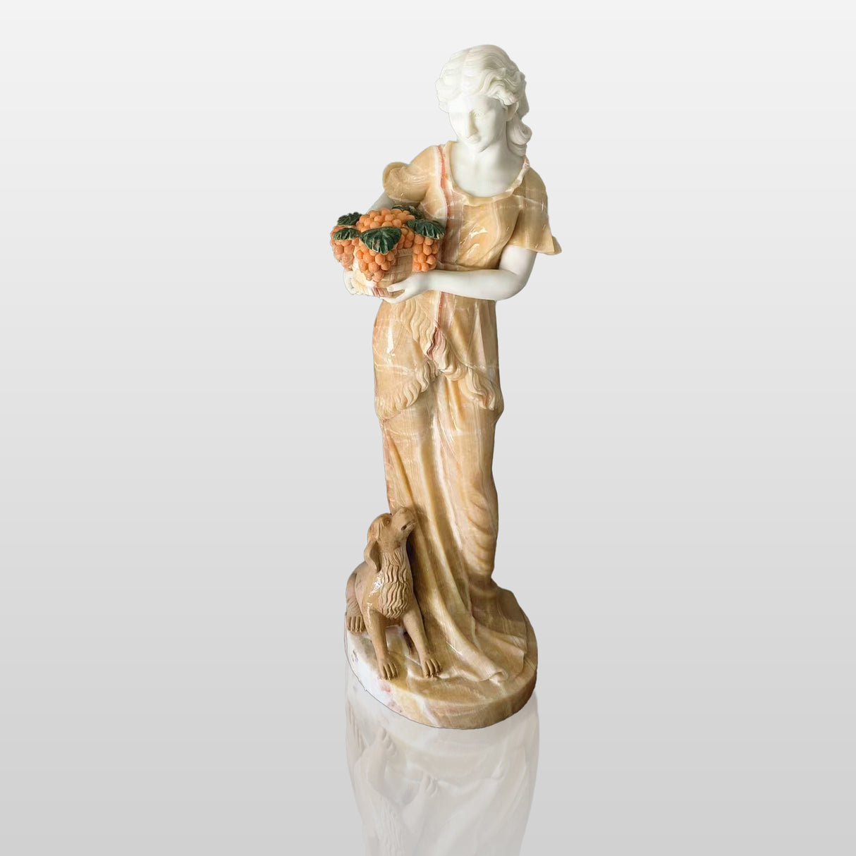PREMIER Customize Color Lady and Puppy Statue Hand Carving Sculpture PSM-019-Marble sculpture-PREMIER SCULPTURE