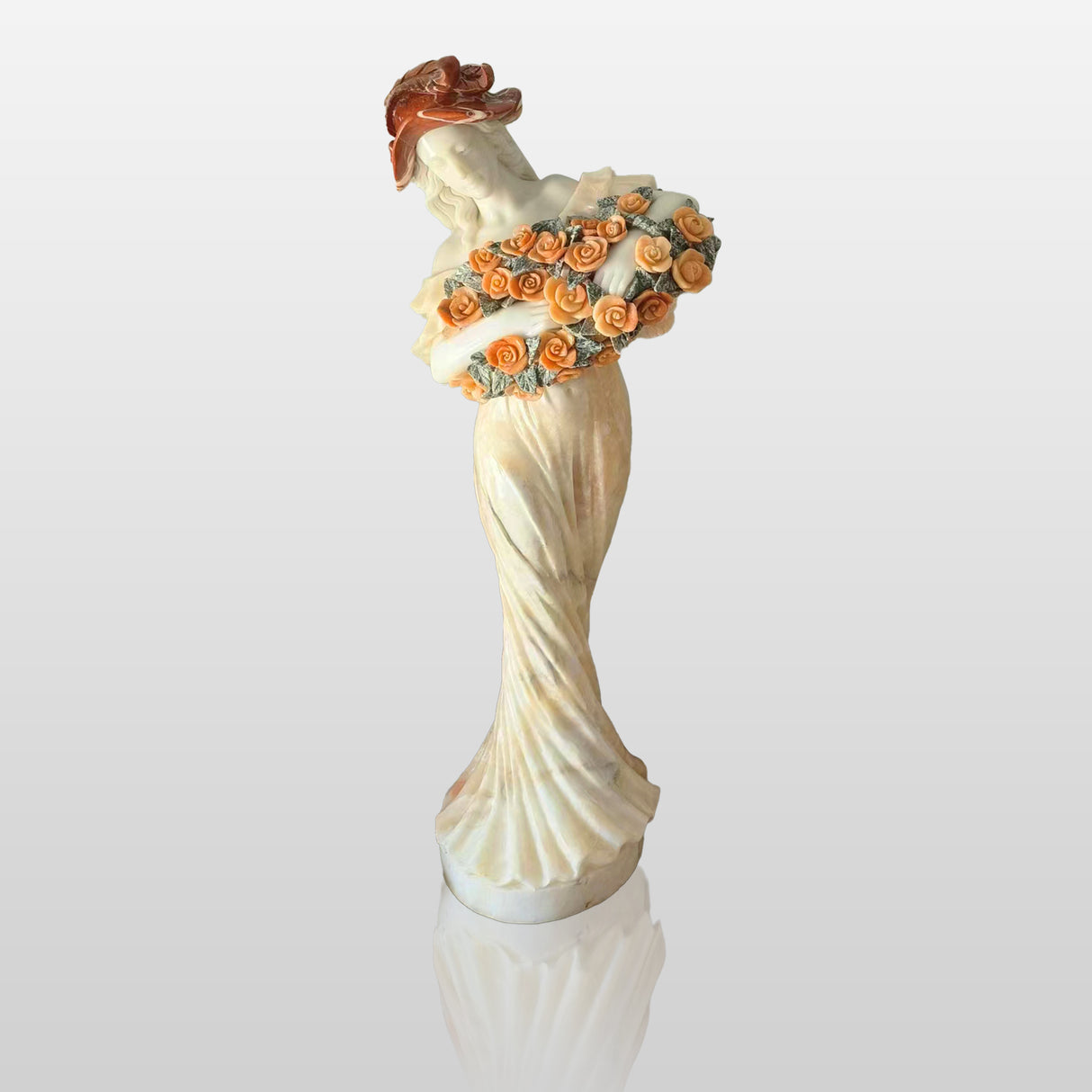 PREMIER Customize Color Marble Flower Lady Statue Hand Carving Sculpture PSM-020-Marble sculpture-PREMIER SCULPTURE