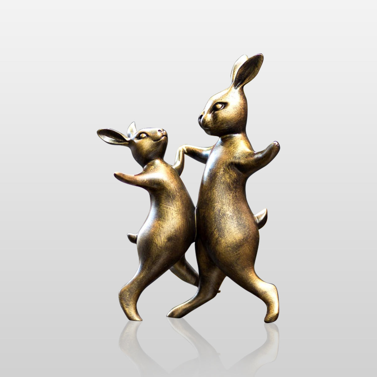 PREMIER Dancing Rabbits Sculpture Bronze Custom Table Top Sculpture PSTTB-001-Bronze Sculpture-PREMIER SCULPTURE
