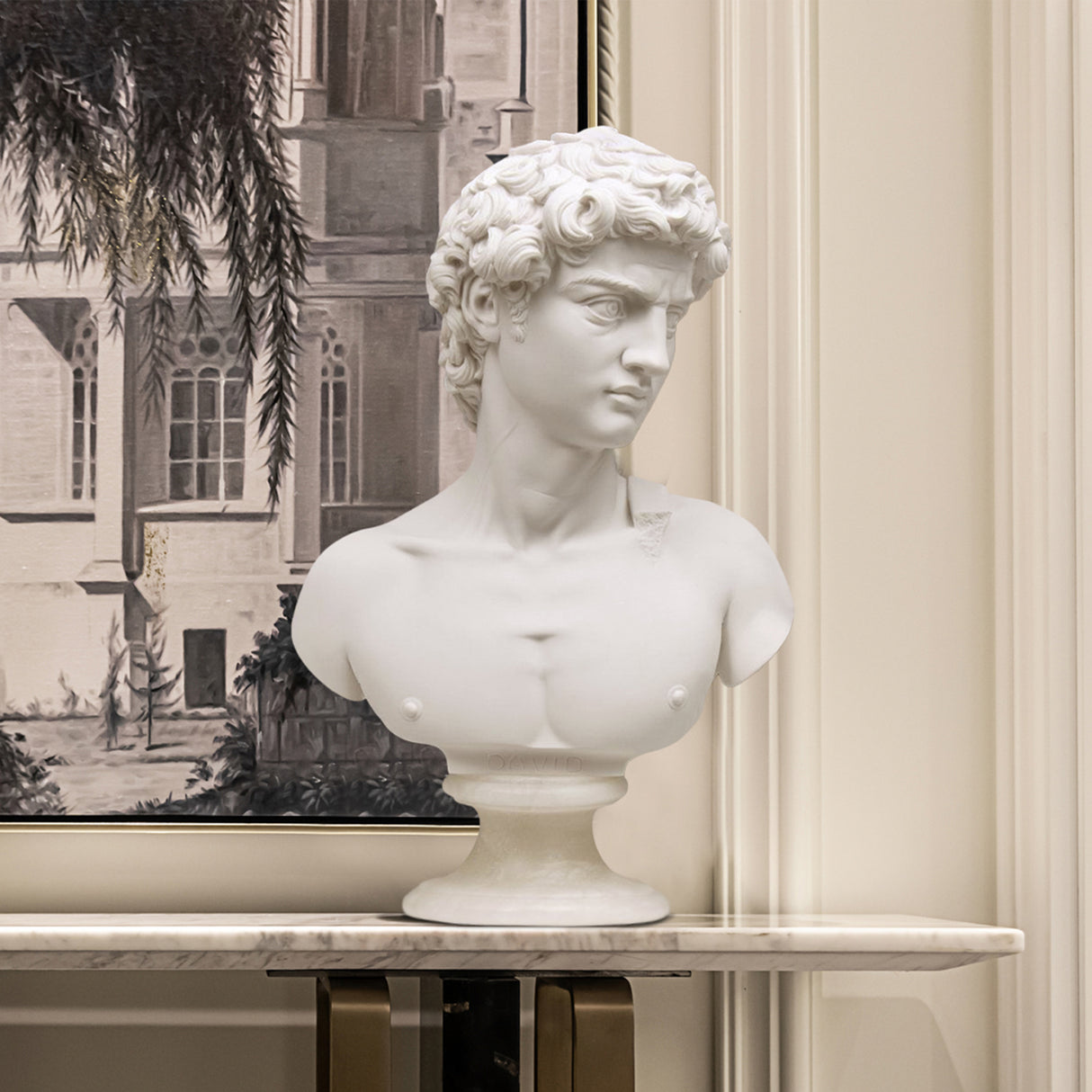 PREMIER David Bust Sculpture White Marble Classic Art Piece PSTTM-011-Marble sculpture-PREMIER SCULPTURE