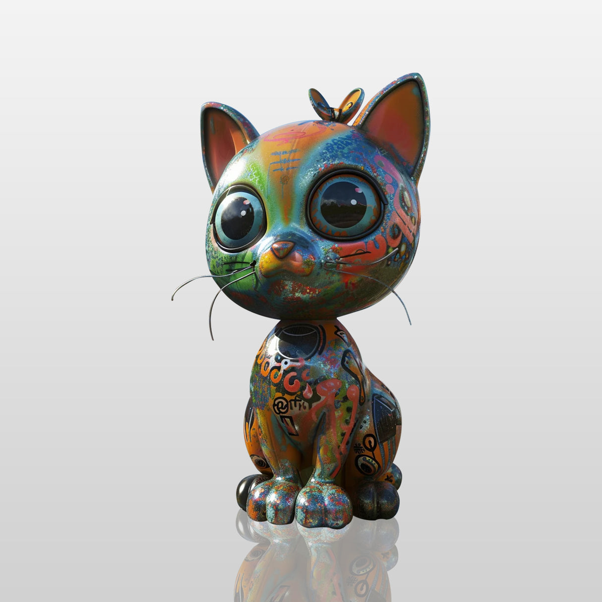 PREMIER Decorative Sculpture Vibrant Urban Pop Art Cat Sculpture PSF-025-Fiberglass Sculpture-PREMIER SCULPTURE
