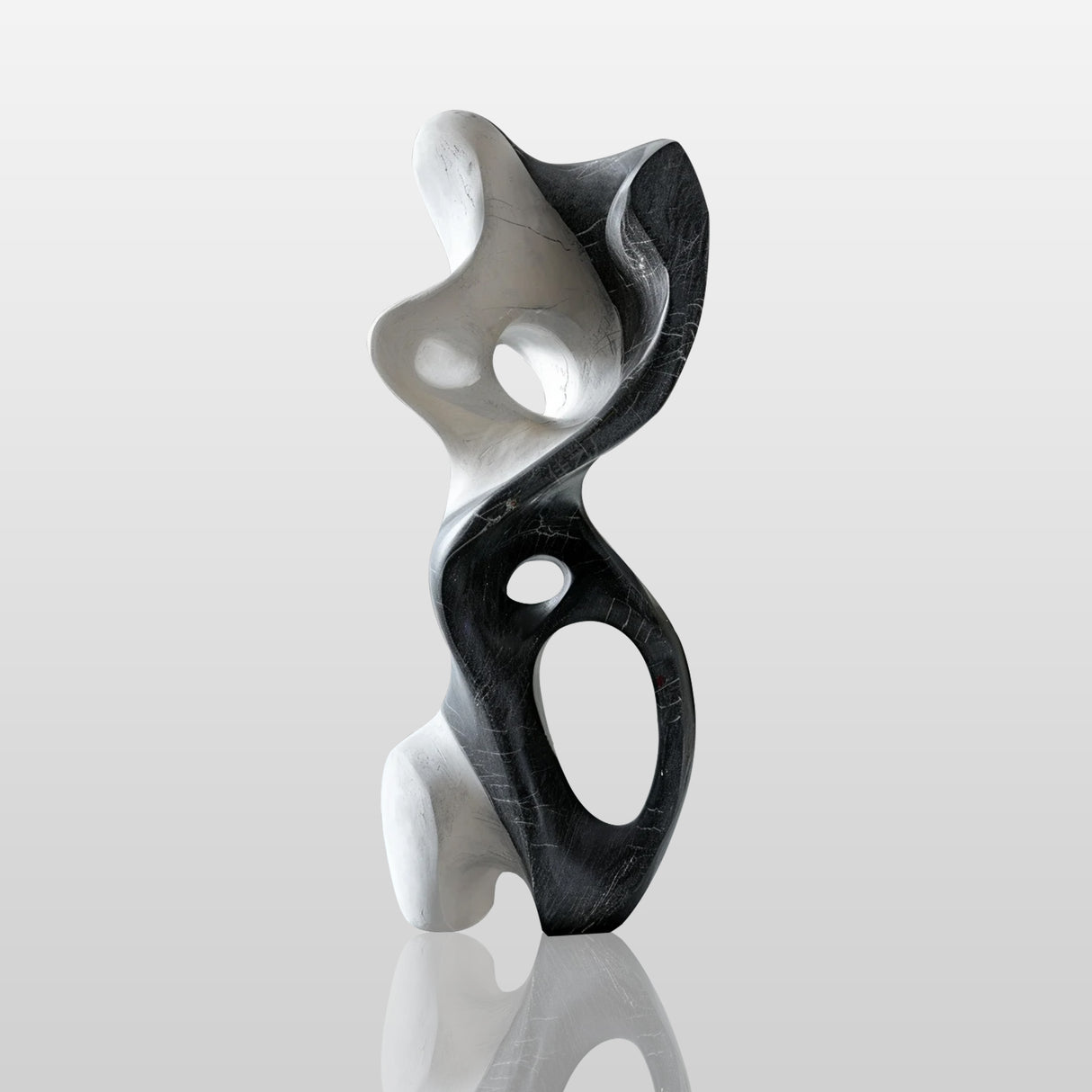 PREMIER Dual-Tone Abstract Sculpture Modern Black and White Fiberglass Art Sculpture PSF-024-Fiberglass Sculpture-PREMIER SCULPTURE