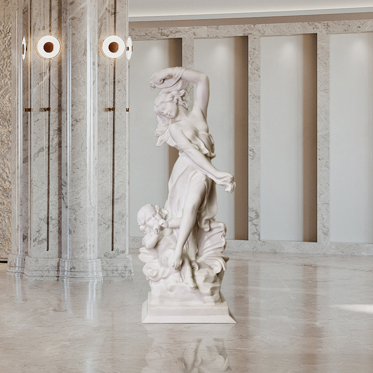 PREMIER Elegant Mother Statue Custom Marble Sculpture for Garden Decoration PSM-006-Marble sculpture-PREMIER SCULPTURE