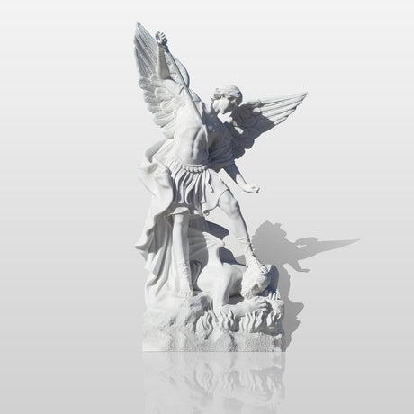 PREMIER Famous White Marble Saint Michael Outdoor Custom Statue PSM-013-Marble sculpture-PREMIER SCULPTURE