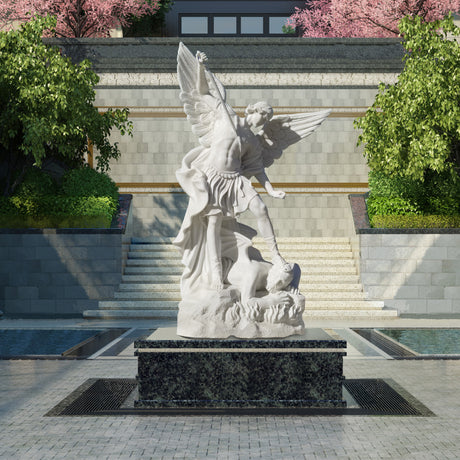 PREMIER Famous White Marble Saint Michael Outdoor Custom Statue PSM-013-Marble sculpture-PREMIER SCULPTURE