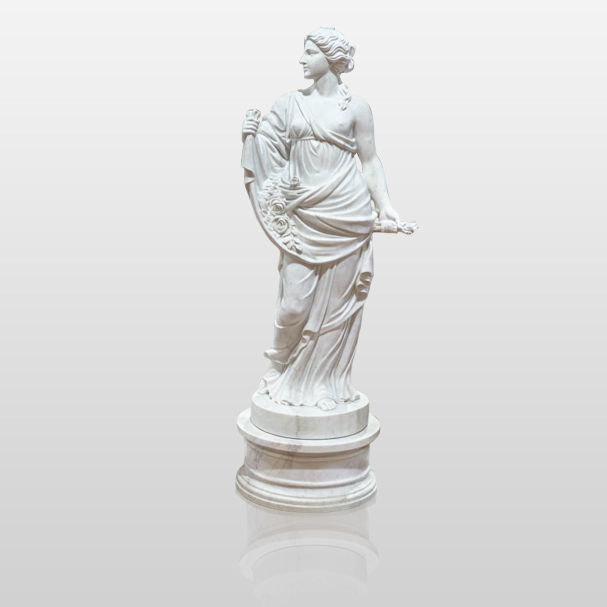 PREMIER Floor Figure Custom Statue Rose Beauties White Marble Stone Sculpture PSM-003-Marble sculpture-PREMIER SCULPTURE