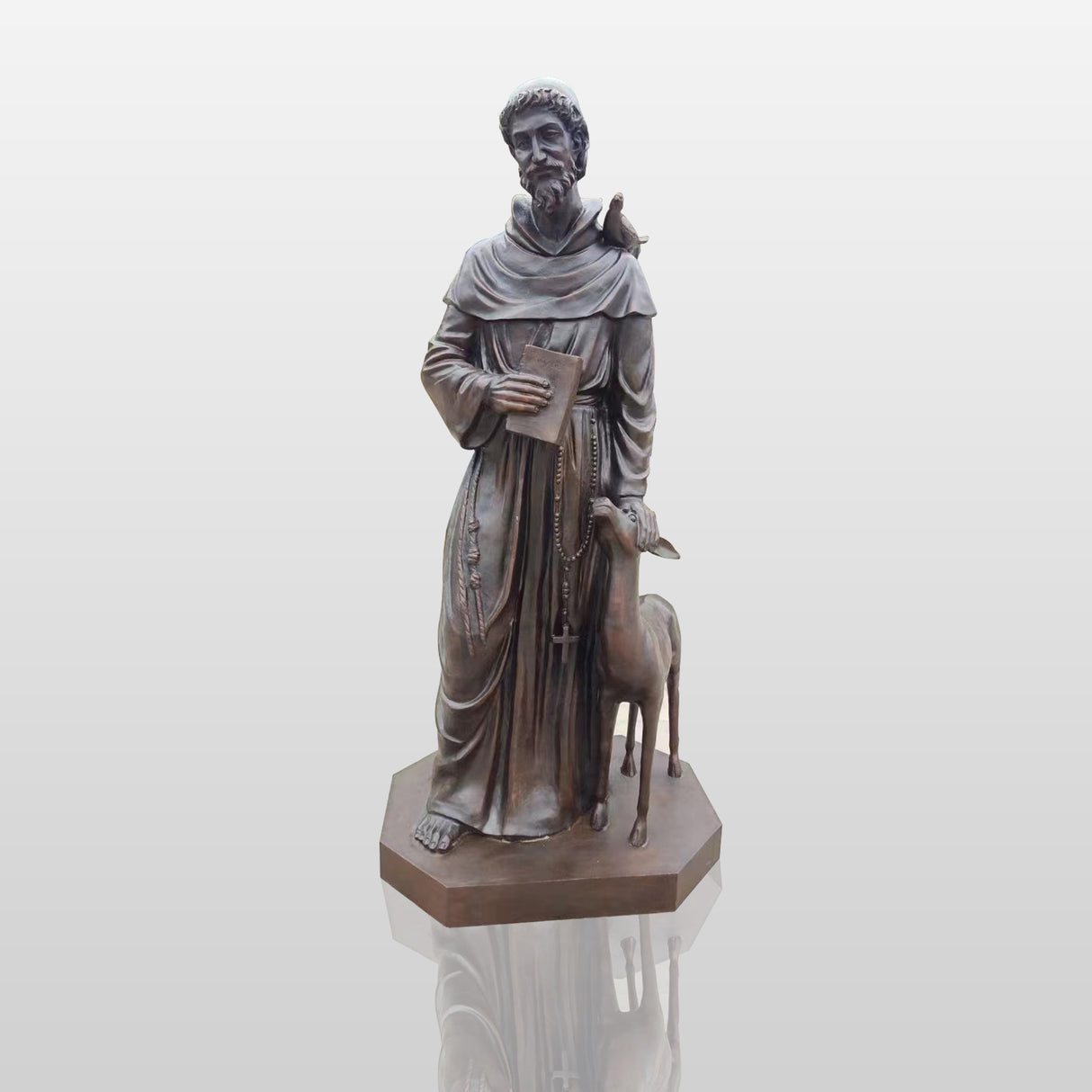 PREMIER Francis with Deer Outdoor Statue Monumental Custom Bronze Sculpture PSB-019-Bronze Sculpture-PREMIER SCULPTURE