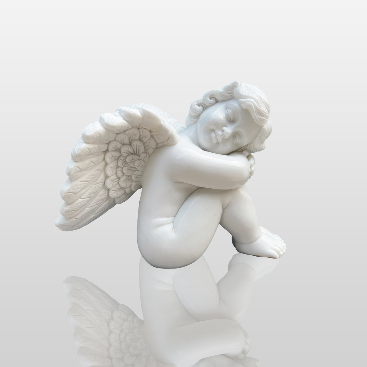 PREMIER Garden Angel Sculpture White Marble Sleeping Cherub PSM-041-Marble sculpture-PREMIER SCULPTURE