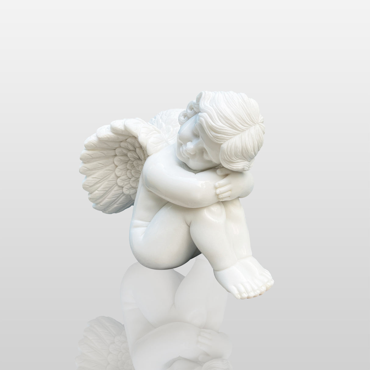 PREMIER Garden Angel Sculpture White Marble Sleeping Cherub PSM-041-Marble sculpture-PREMIER SCULPTURE