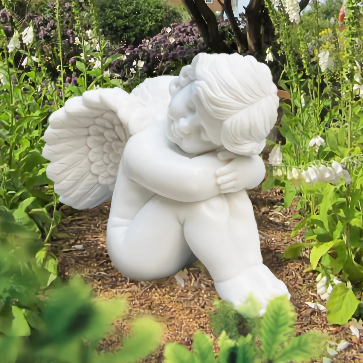 PREMIER Garden Angel Sculpture White Marble Sleeping Cherub PSM-041-Marble sculpture-PREMIER SCULPTURE