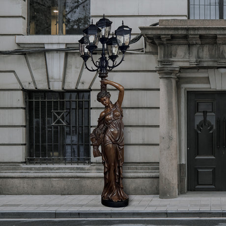 PREMIER Garden Decorative Bronze Figure Statue Lamp Lady Holding Candelabra Custom Sculpture PSB-021-Bronze Sculpture-PREMIER SCULPTURE