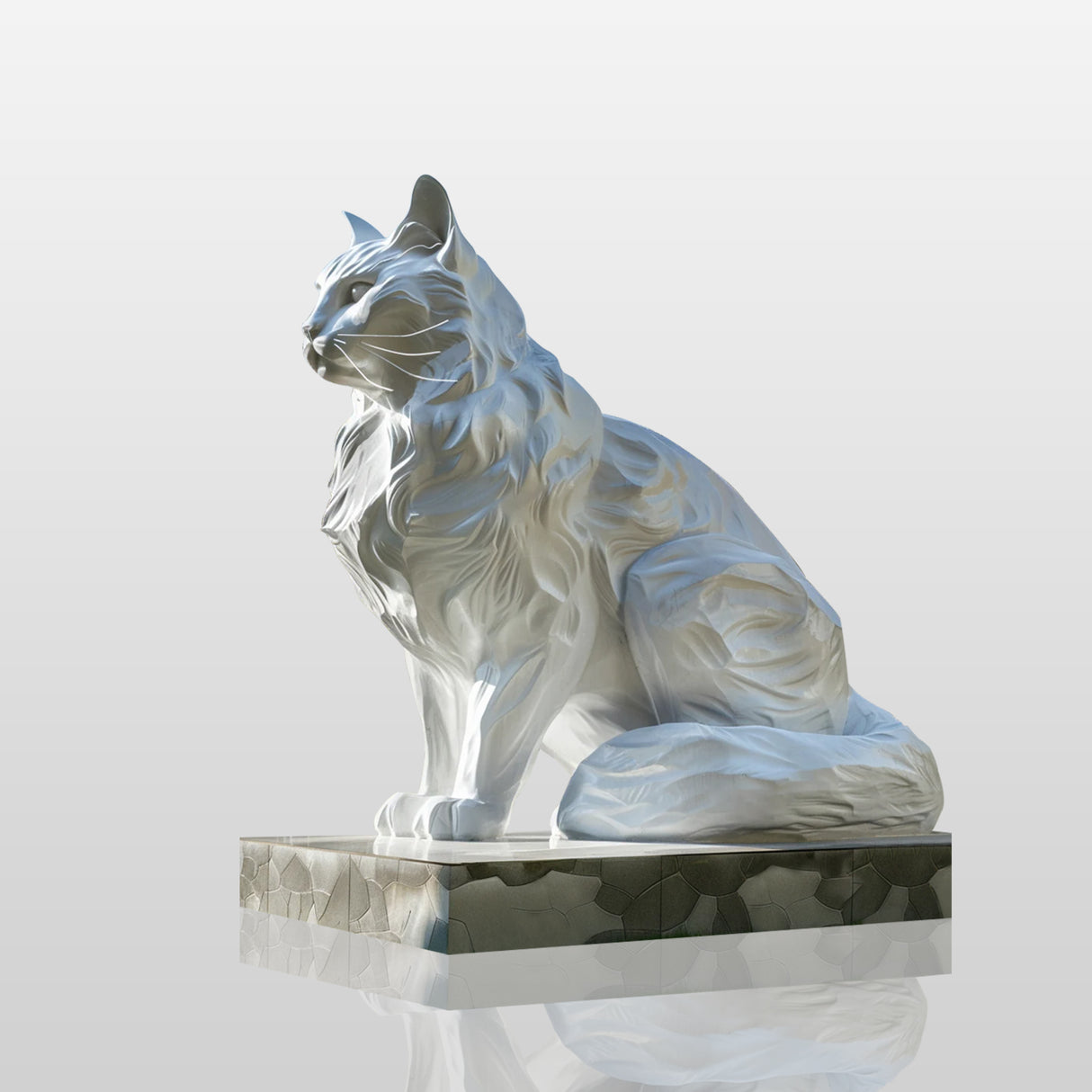PREMIER Garden Sculpture Large White Cat Fiberglass Outdoor Statue PSF-027-Fiberglass Sculpture-PREMIER SCULPTURE