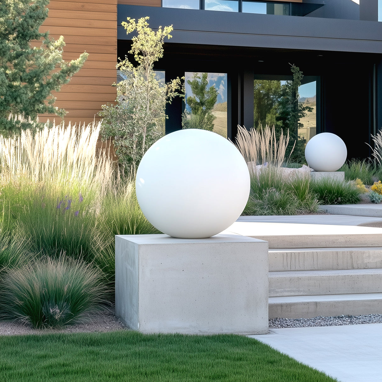 PREMIER Glossy White Sphere Sculpture Modern Metal Sculpture for Outdoor PSSS-069-Stainless Steel Sculpture-PREMIER SCULPTURE