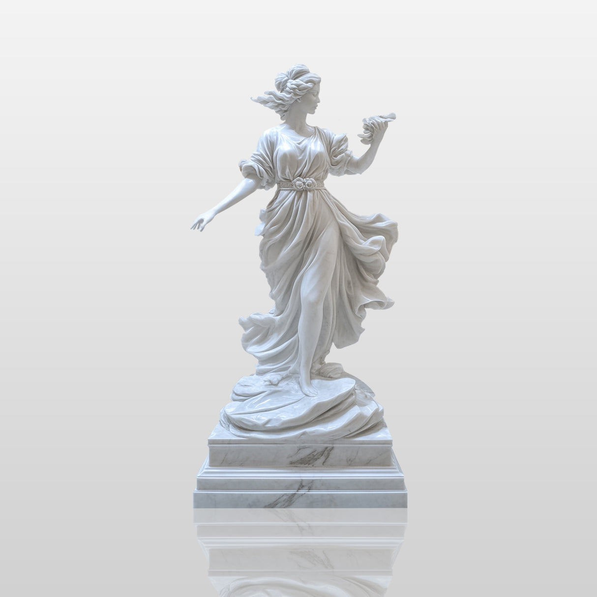 PREMIER Hand-Carved Classical Marble Statue of a Woman White Marble Sculpture PSM-033-Marble sculpture-PREMIER SCULPTURE