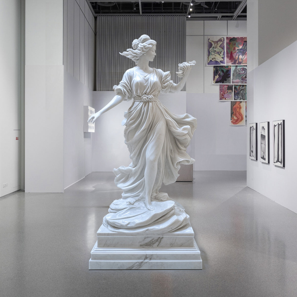 PREMIER Hand-Carved Classical Marble Statue of a Woman White Marble Sculpture PSM-033-Marble sculpture-PREMIER SCULPTURE