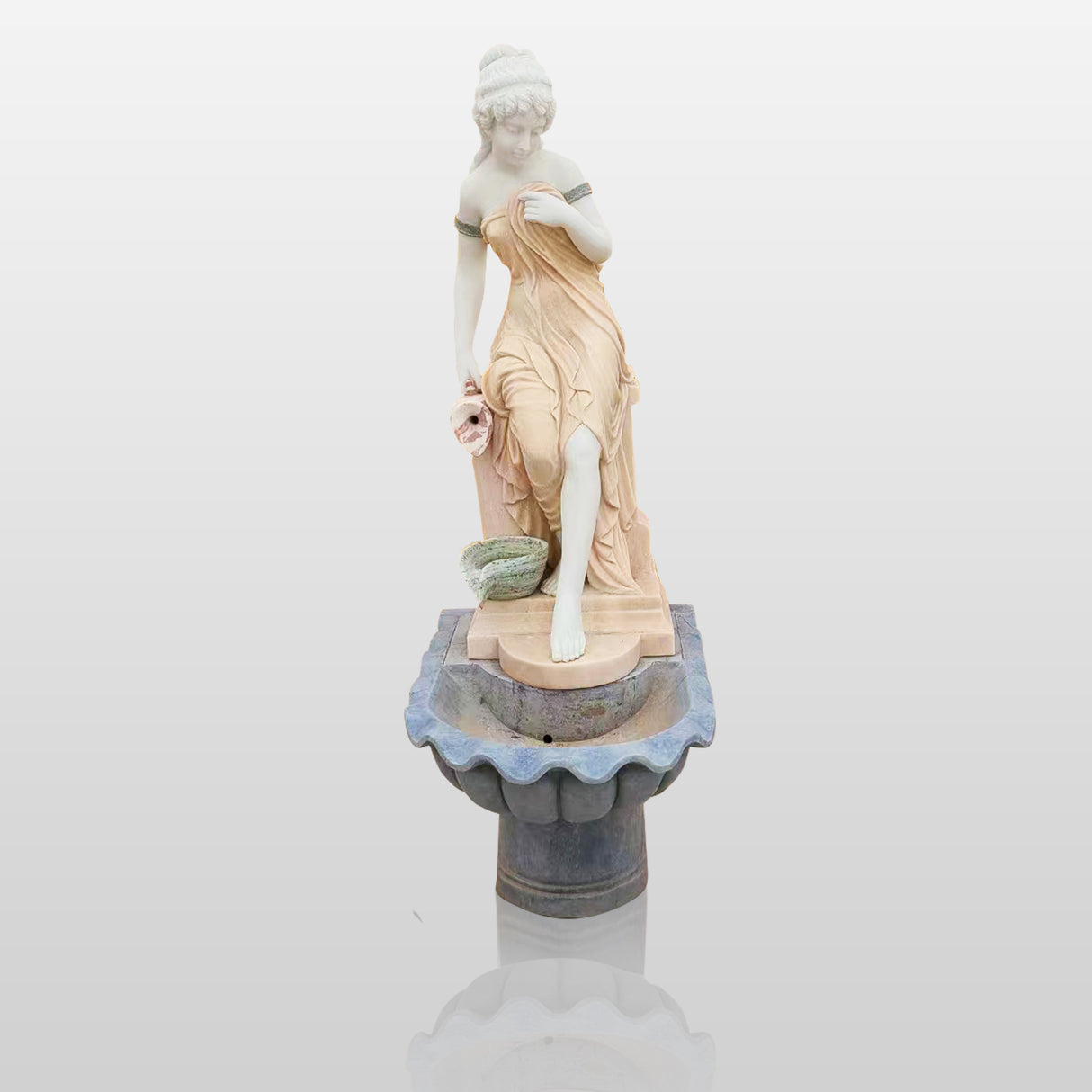 PREMIER Hand Carved Colored Marble Statue Woman Pouring Water Custom Sculpture for Garden PSFM-003-Marble sculpture-PREMIER SCULPTURE