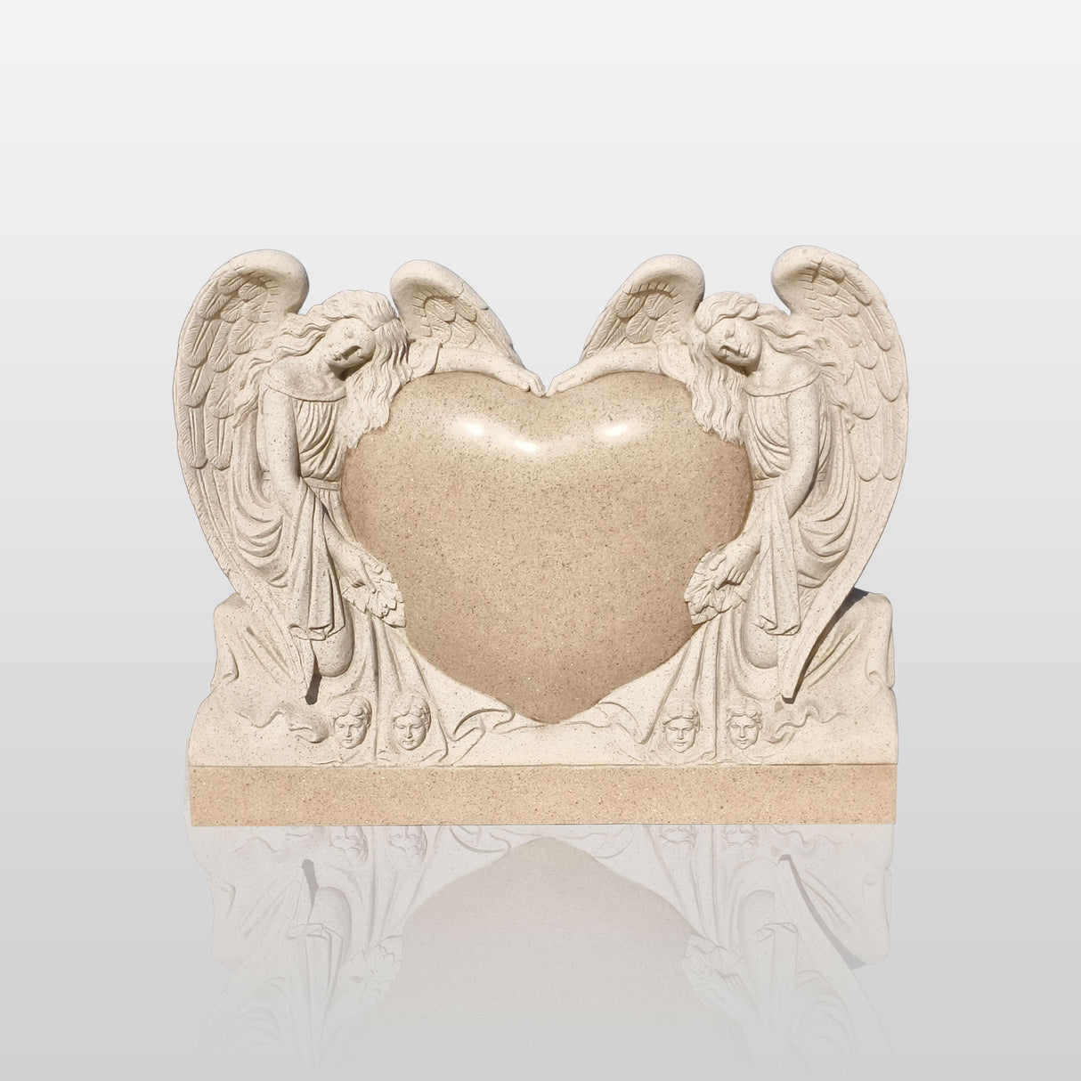 PREMIER Heart and Angels Memorial Sculpture Granite Cemetery Monument for Garden, Cemetery, and Memorial Park PSM-072-Marble sculpture-PREMIER SCULPTURE