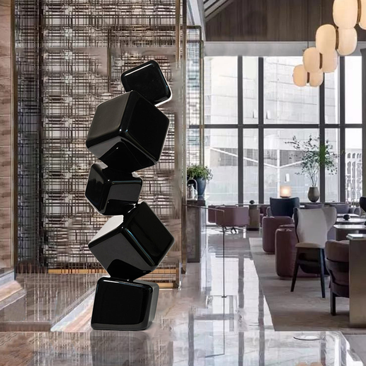 PREMIER Home Decor Sculpture Stainless Steel Stacked Dice Modern Sculpture PSSS-004-Stainless Steel Sculpture-PREMIER SCULPTURE