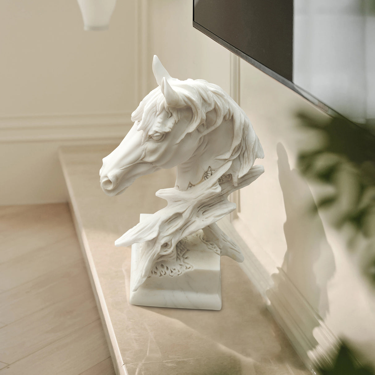 PREMIER Horse Head Sculpture Majestic White Marble Animal Statue PSTTM-001-Marble sculpture-PREMIER SCULPTURE