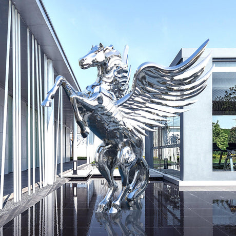 PREMIER Horse Sculpture Modern Metal Animal Flying Pegasus Stainless Steel Outdoor Sculpture PSSS-020-Stainless Steel Sculpture-PREMIER SCULPTURE