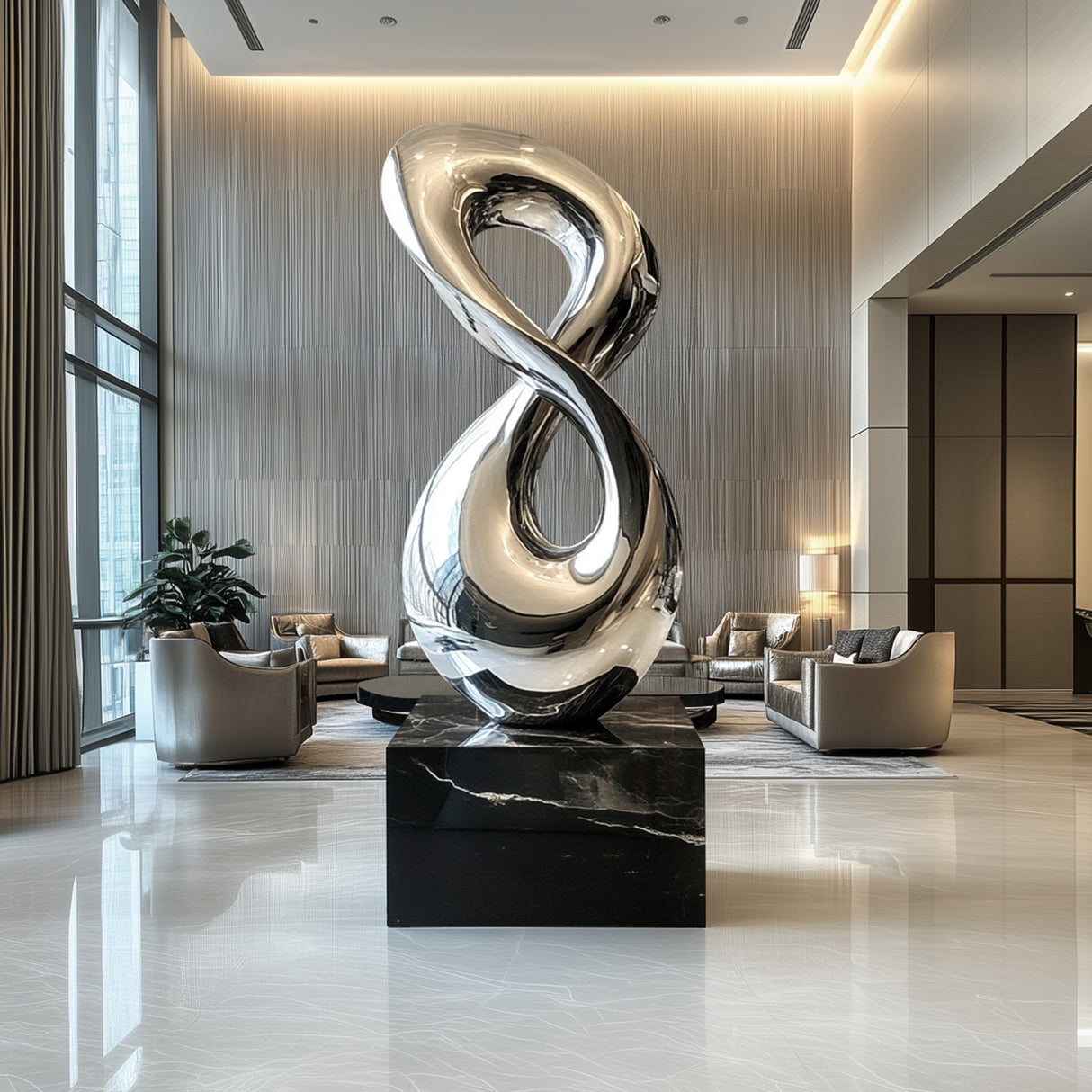 PREMIER Infinity Stainless Steel Sculpture Modern Lobby Statement Art PSSS-074-Stainless Steel Sculpture-PREMIER SCULPTURE
