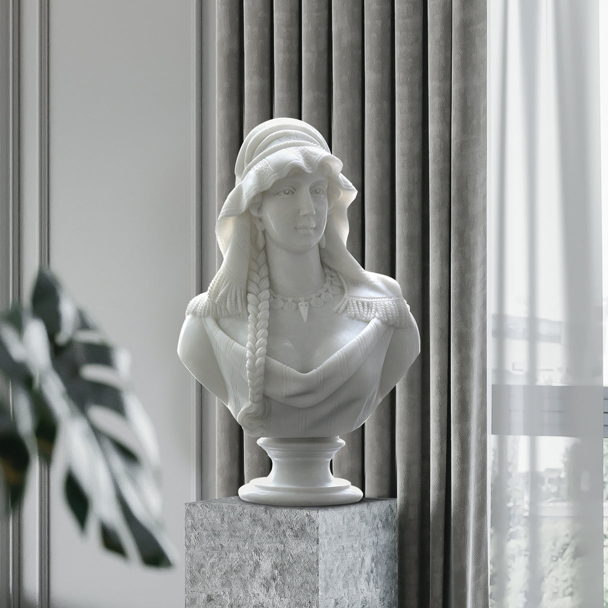 PREMIER Italian Bust Exquisite White Marble Lady Bust PSTTM-006-Marble sculpture-PREMIER SCULPTURE