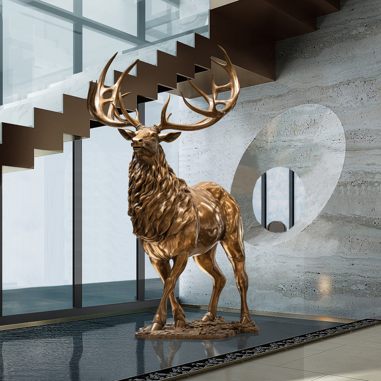 PREMIER Large Garden Sculpture Custom Bronze Elk Lawn Statue PSB-033-Bronze Sculpture-PREMIER SCULPTURE