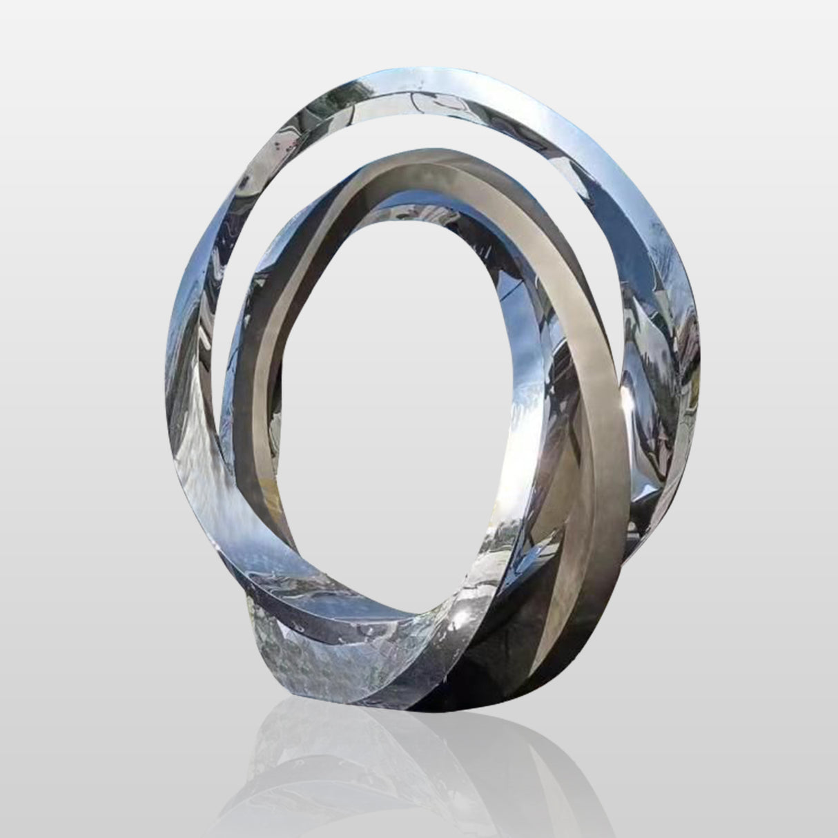 PREMIER Large Modern Mirror Ring Sculpture Stainless Steel City Art Custom Sculpture PSLSS-012-Stainless Steel Sculpture-PREMIER SCULPTURE