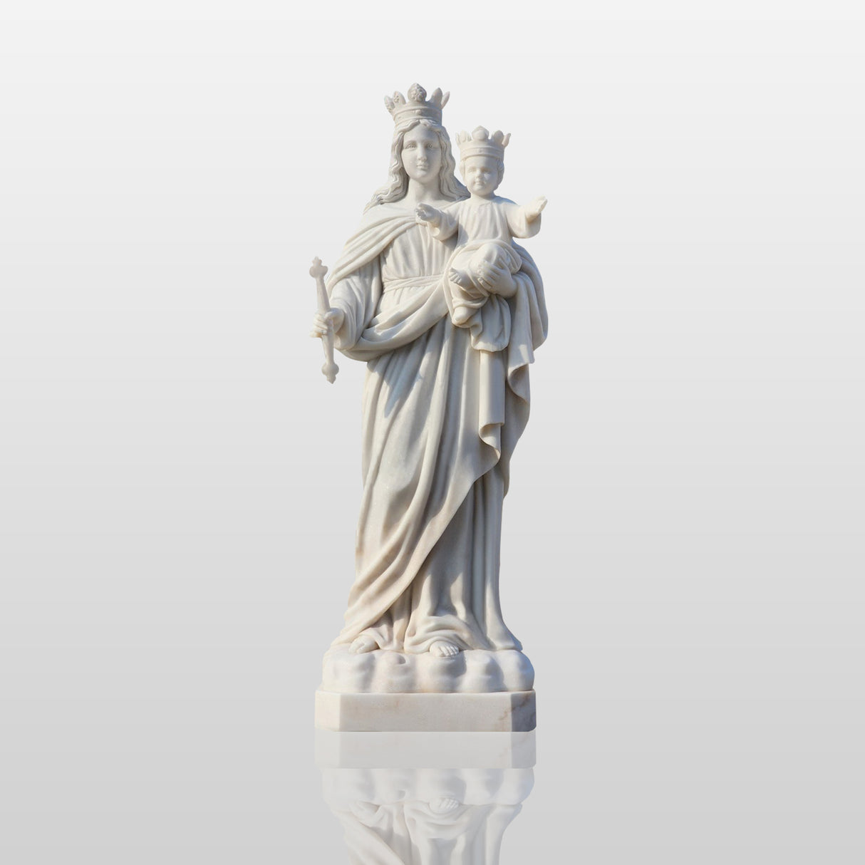PREMIER Madonna and Child Marble Statue Indoor Religious Decor PSM-039-Marble sculpture-PREMIER SCULPTURE