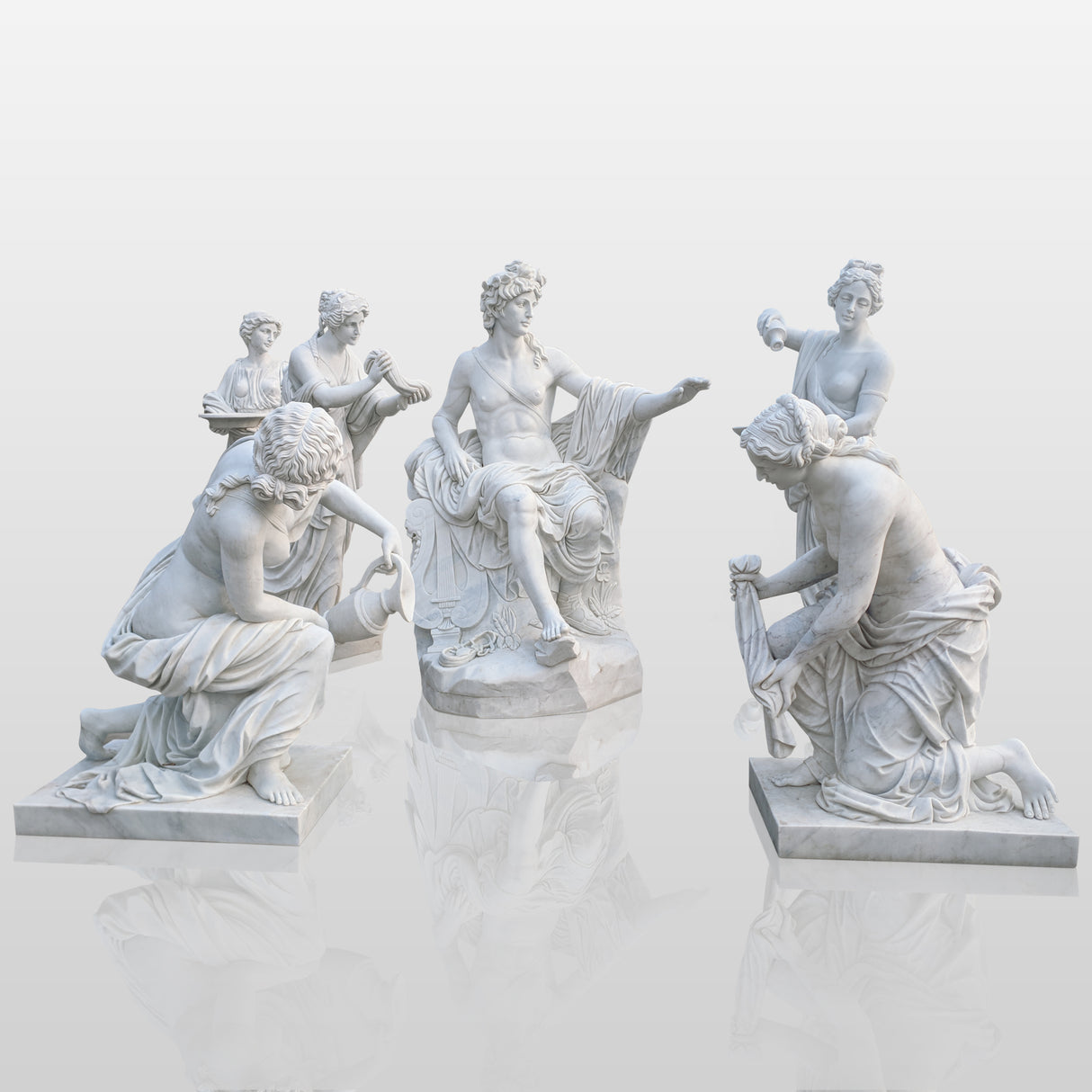 PREMIER Marble Apollo Bath Statue One Set Classic Greek Outdoor Sculpture PSM-011-Marble sculpture-PREMIER SCULPTURE