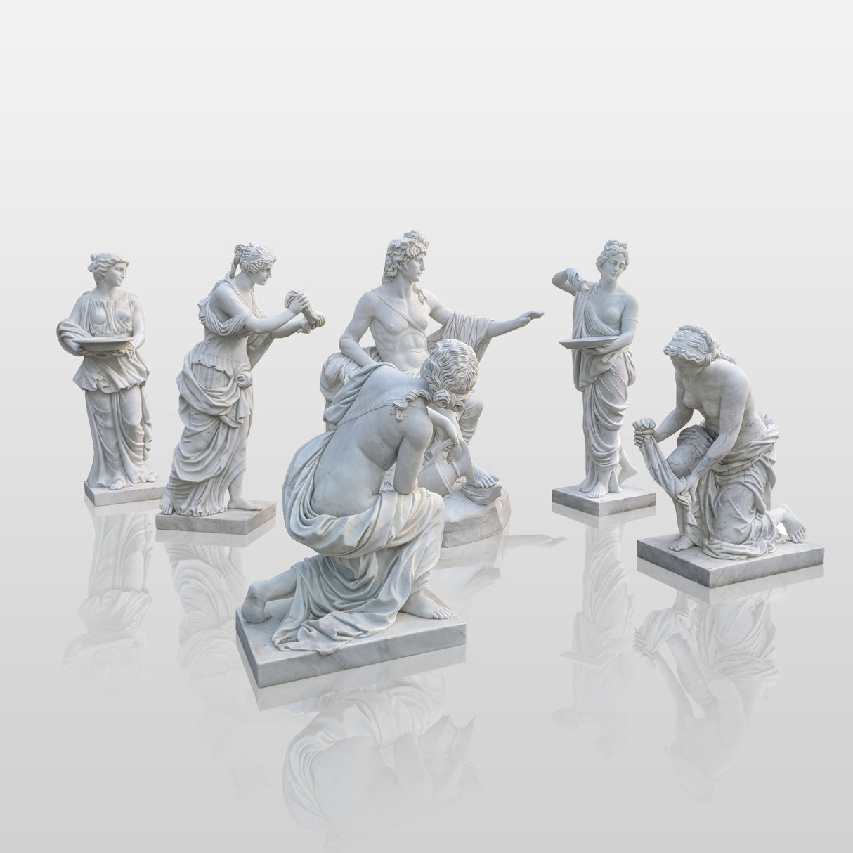 PREMIER Marble Apollo Bath Statue One Set Classic Greek Outdoor Sculpture PSM-011-Marble sculpture-PREMIER SCULPTURE