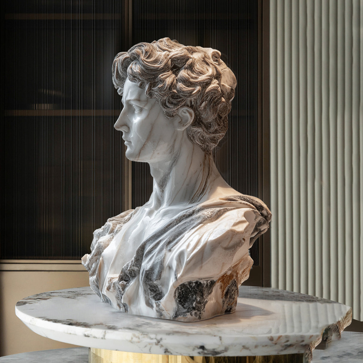PREMIER Marble Bust Statue Handcrafted Classical Figure Bust Sculpture PSTTM-007-Marble sculpture-PREMIER SCULPTURE