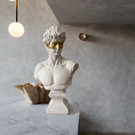 PREMIER Marble Gold David Bust Statue PSTTM-005-Marble sculpture-PREMIER SCULPTURE