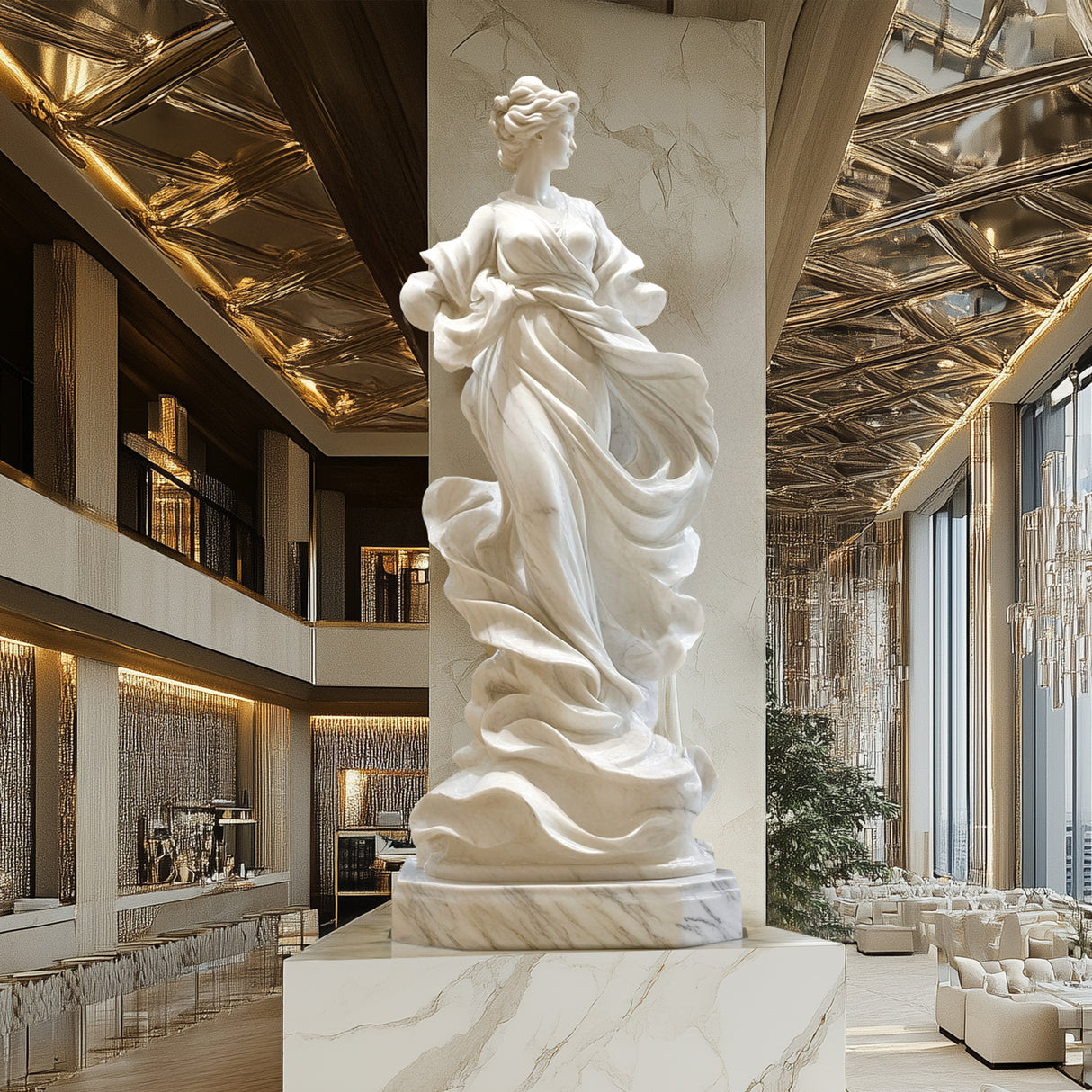 PREMIER Marble Sculpture Elegant Goddess Statue for Luxurious Interiors PSM-026-Marble sculpture-PREMIER SCULPTURE