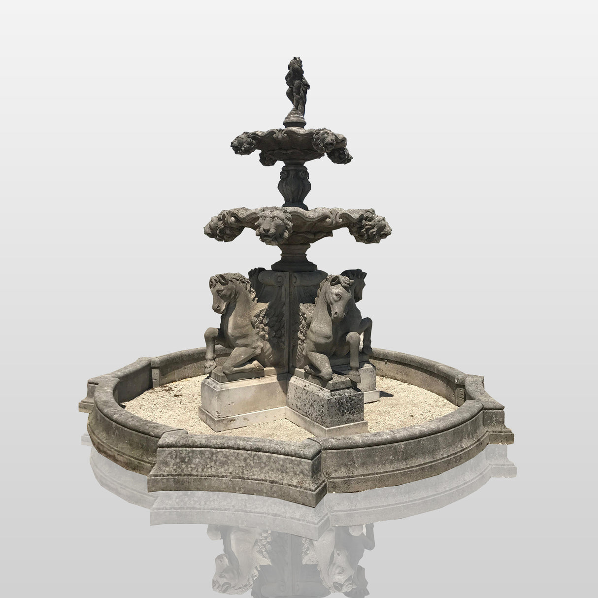 PREMIER Marble Stone Horse Tiered Water Fountain Custom Sculpture for Garden PSFM-001-Marble sculpture-PREMIER SCULPTURE